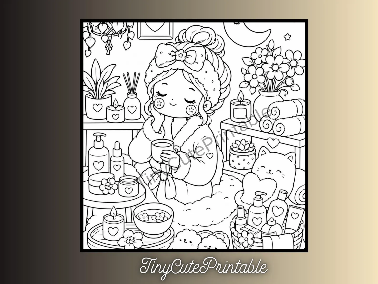 CuteLearner printable Cozy Girl Moments Coloring Book, Kawaii Self-Care Relaxation Art (PDF Download) — Coloring Books — preview 5